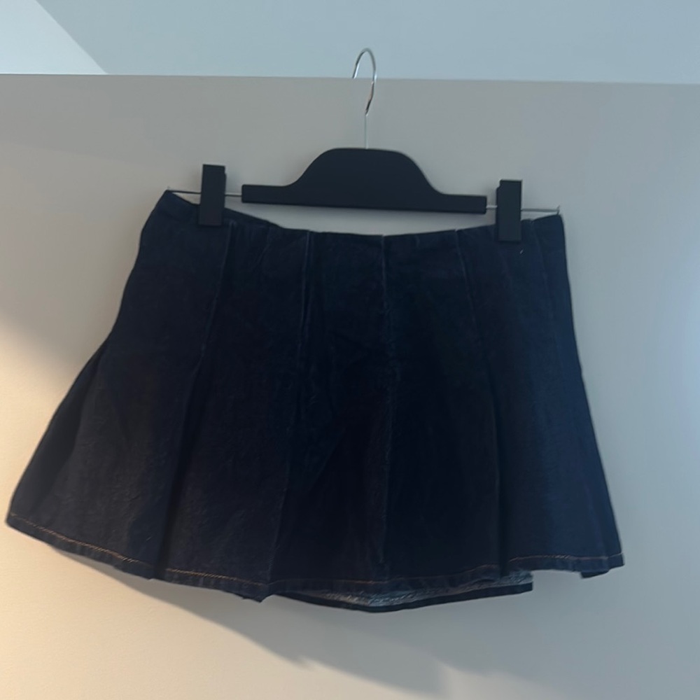 SER.O.YA Blue Pleated Skater Mini Skirt